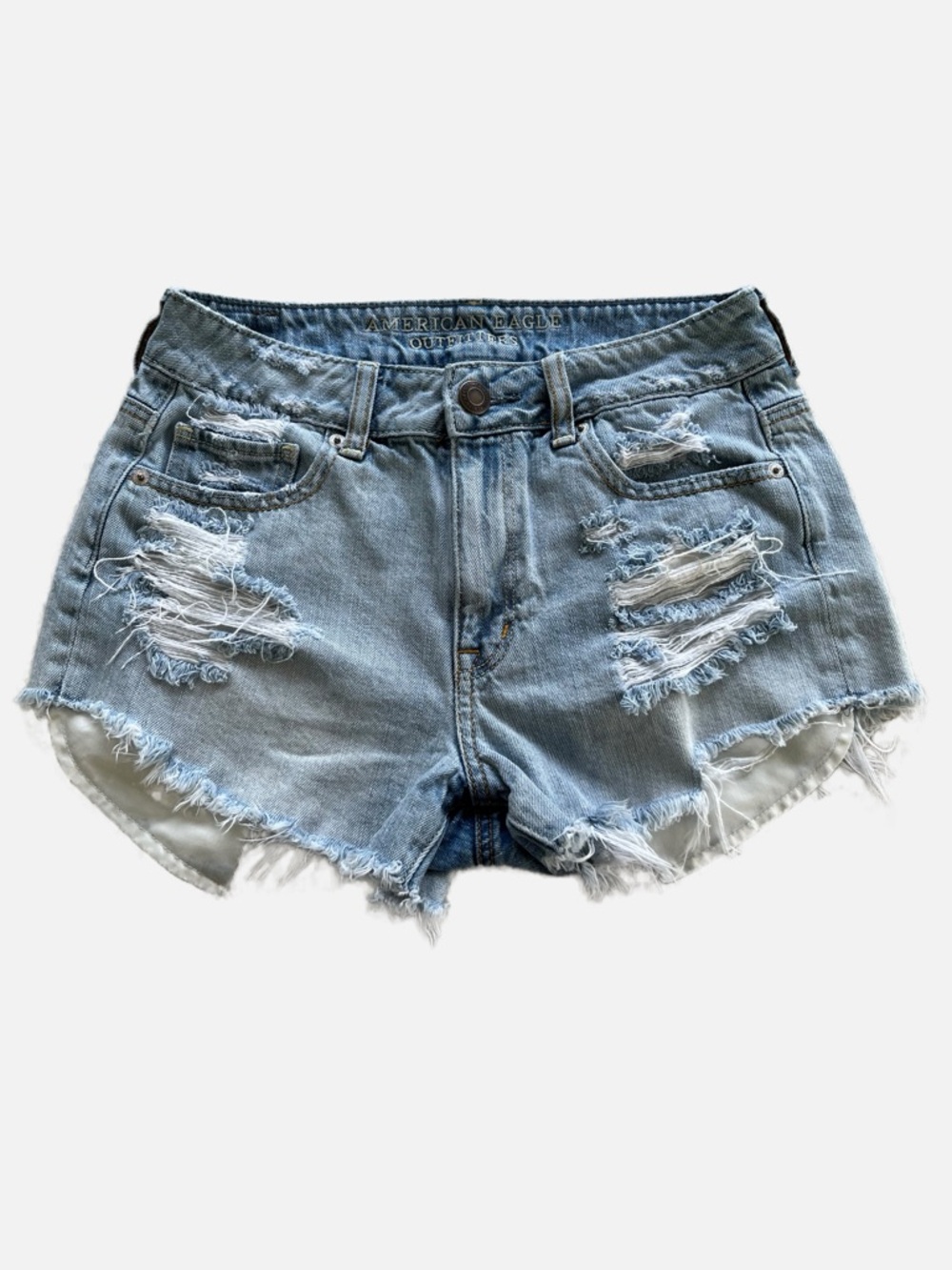 American Eagle Outfitters Light Wash Distressed Denim Cutoff Shorts 4